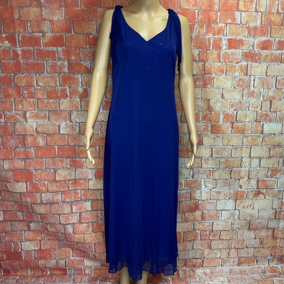 California Concepts Vintage 90’s Chiffon Tie Shoulder Maxi Dress - Picture 1 of 7